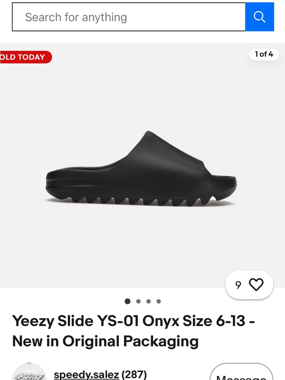 Yeezy slide mens 10 womens 11.5 onyx - Picture 5 of 5